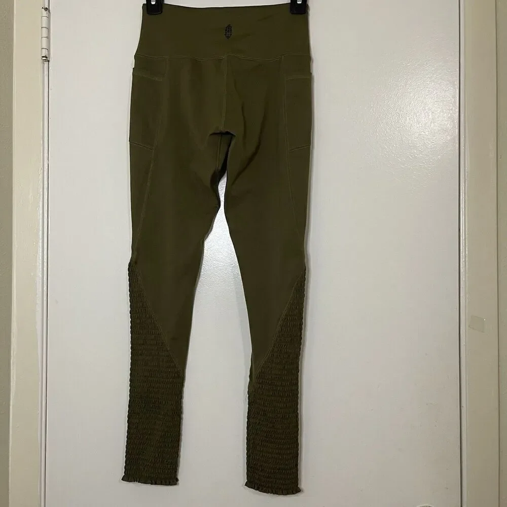 FP movement free people green high waist side pockets leggings size small